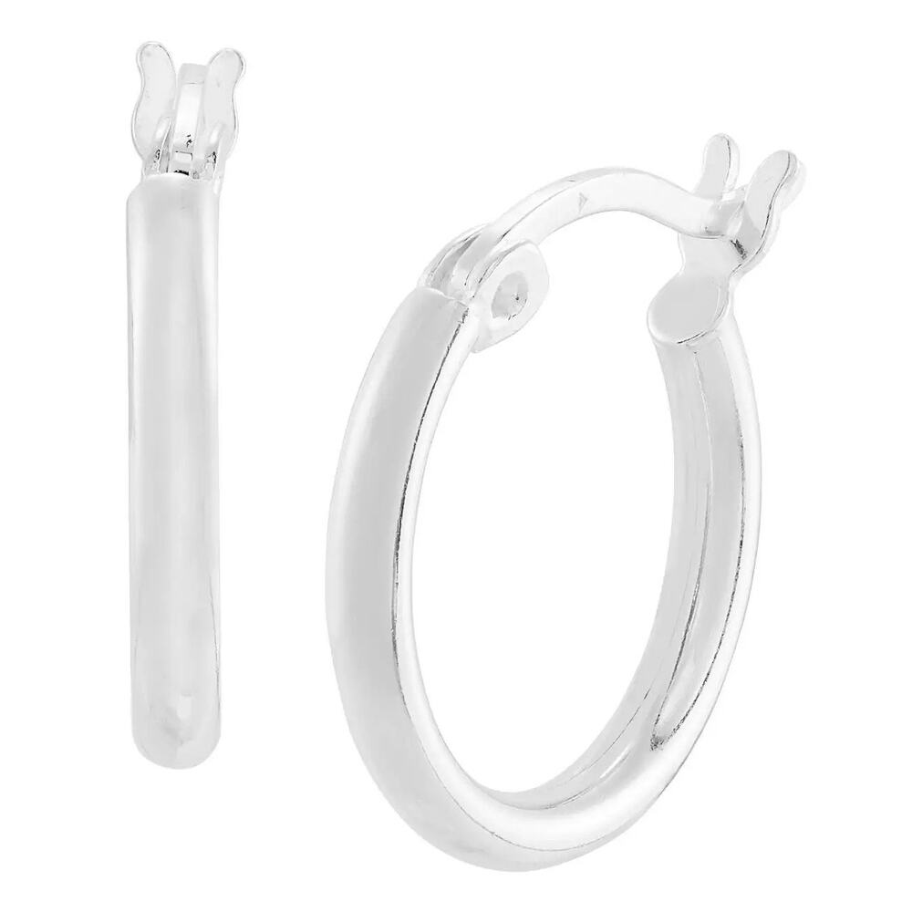 NWT Silpada Polished Sterling Silver Hoop Earrings .5 Inch Modern Everyday Style